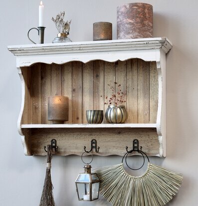 Vägghylla Antik Creme 3 Krokar från Chic Antique