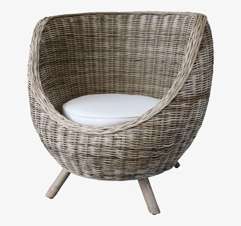 Rottingfåtölj Inkl Dyna Natur från Chic Antique i vit miljö