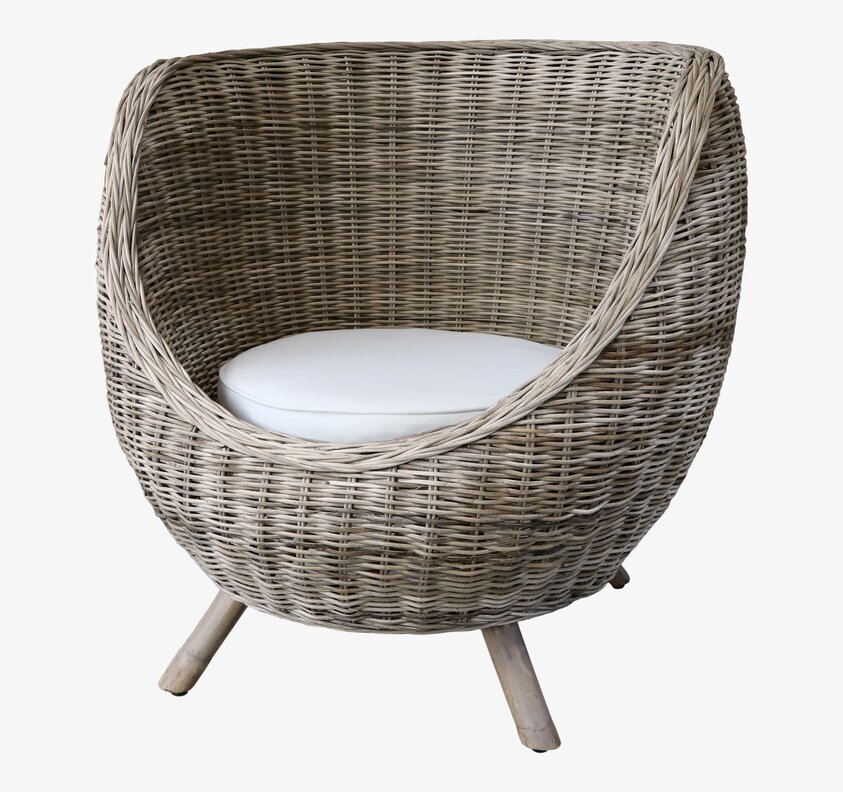 Rottingfåtölj Inkl Dyna Natur från Chic Antique i vit miljö
