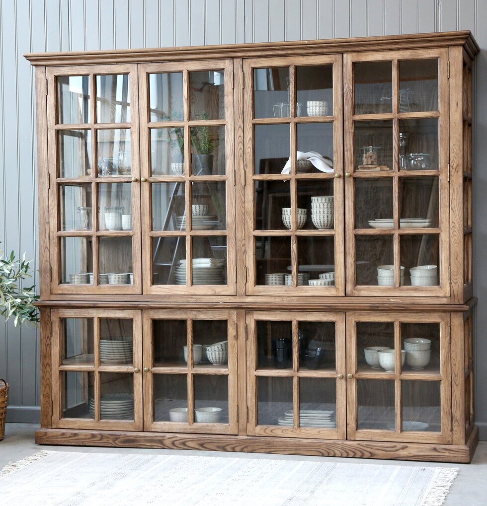 Vitrinskåp 8 Hyllor/Dörrar Natur från Chic Antique