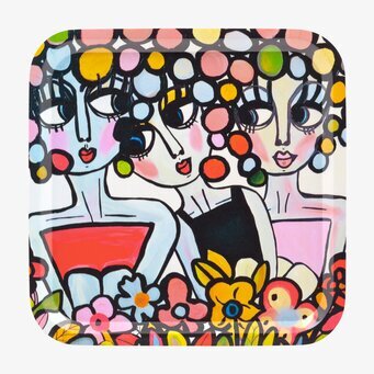 Bricka Semesterhäng, kvadrat från Dixie med färgstarkt mönster