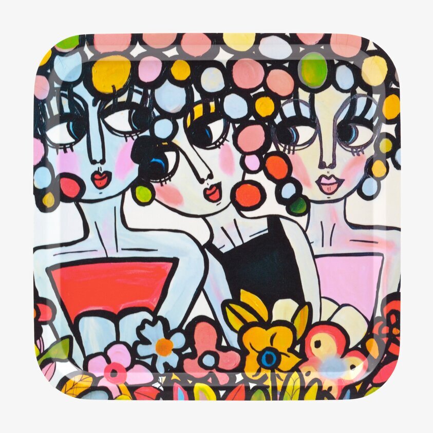 Bricka Semesterhäng, kvadrat från Dixie med färgstarkt mönster