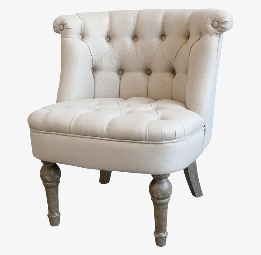 Fransk Fåtölj Linne från Chic Antique i ljust linnetyg