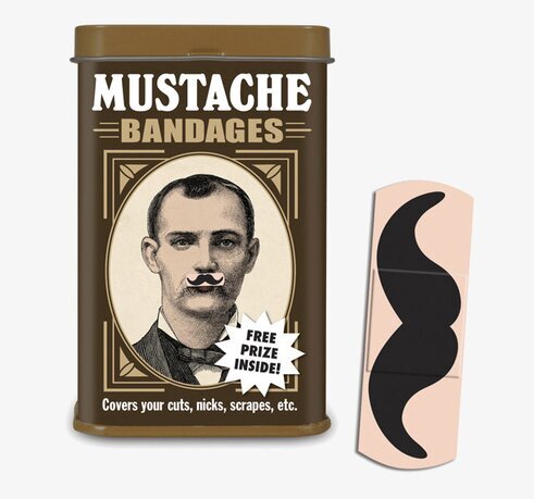 Mustasch plåster från Accoutrements i metallförpackning