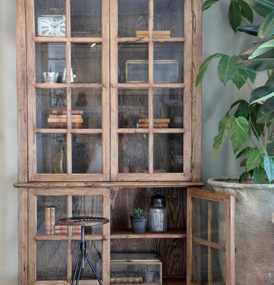 Vitrinskåp 4 Hyllor/Dörrar Natur från Chic Antique