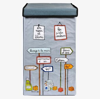 Tvättkorg Grå Ruta från Derriére la porte med rutmönster