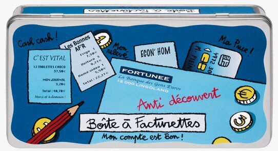 Plåtburk Kvitton från Derriére la porte med lekfull design