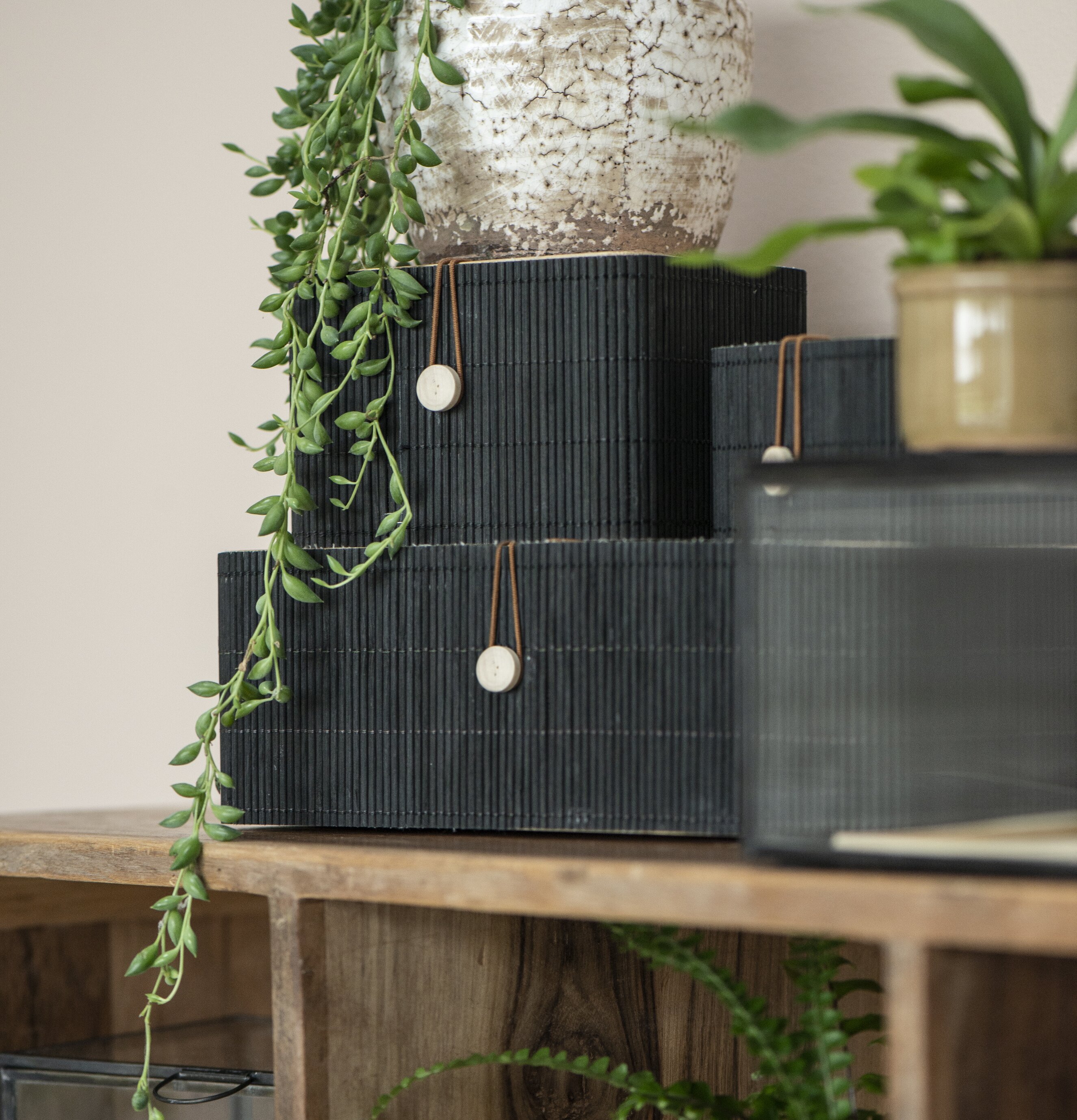 Förvaringslåda Bambu Svart från IB Laursen i naturlig miljö