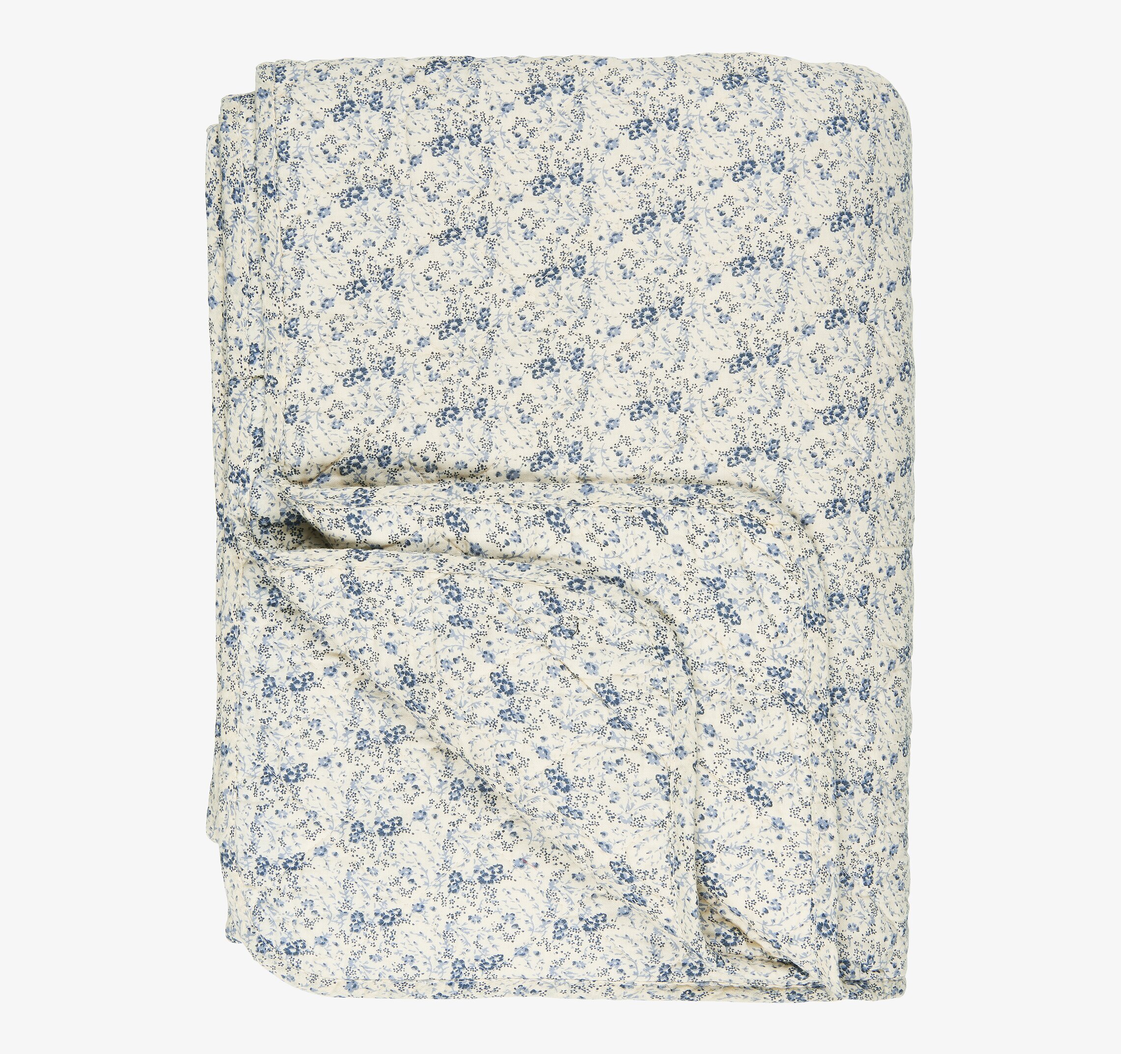 Pläd Creme/Blue Flowers från IB Laursen med blå blommor