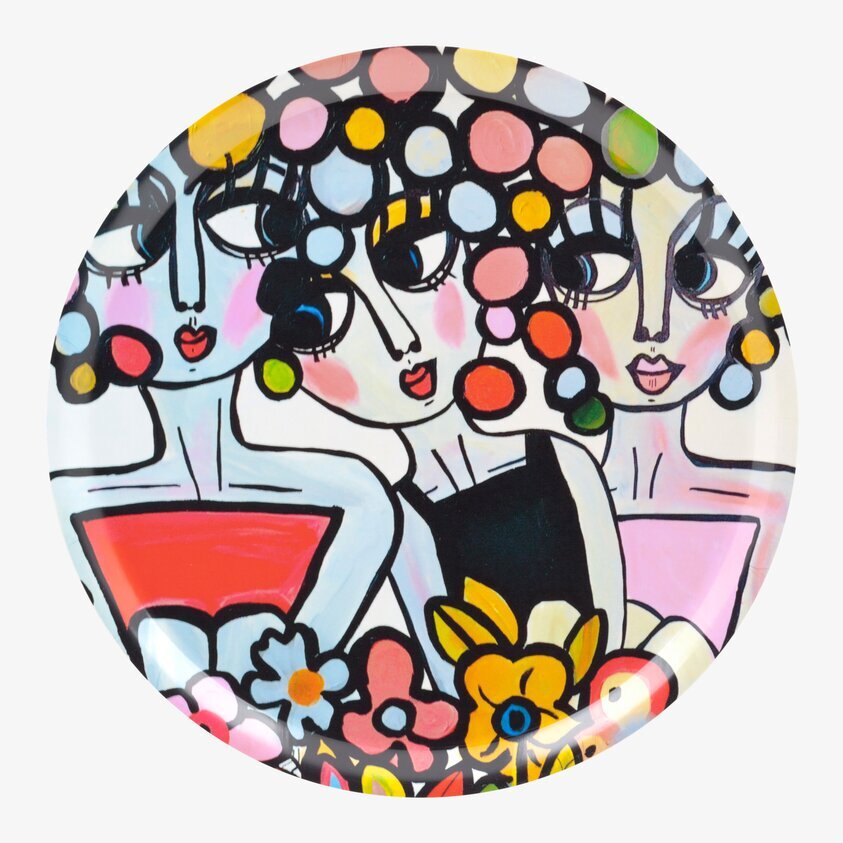 Bricka Semesterhäng, rund från Dixie med färgglatt mönster