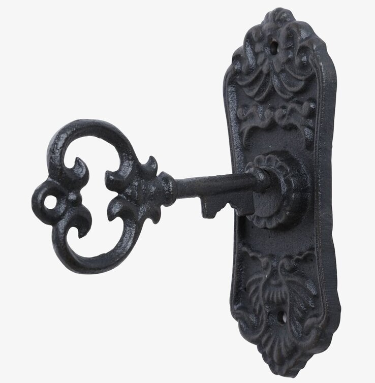 Nyckelkrok Gjutjärn Svart från Silkflower mot vit bakgrund