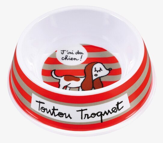 Hundskål röd från Derriére la porte med randig design