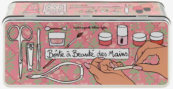 Bild av charmig plåtburk för manikyr och skönhetsvård