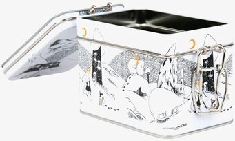 Bild av vintrig teburk med Mumintrollet och vänner