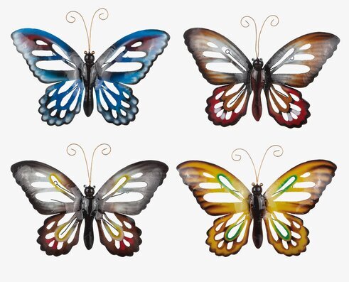 Fjäril Vägg Hamrad Plåt från Different Design på en vägg