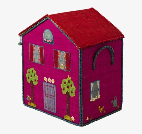 Förvaringslåda Hus Prinsessa M från Rice i rosa och rött