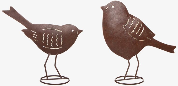 Fågel Brun Hamrad Plåt från Different Design, två fåglar