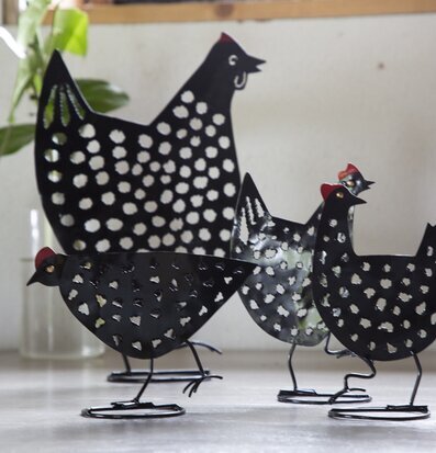 Tupp/Höna Svart Hamrad Plåt Höna Different Design