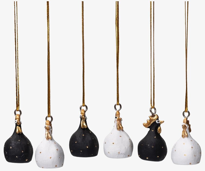 Hängande Höna Mix Vit/Svart/Guld från Nääsgränsgården