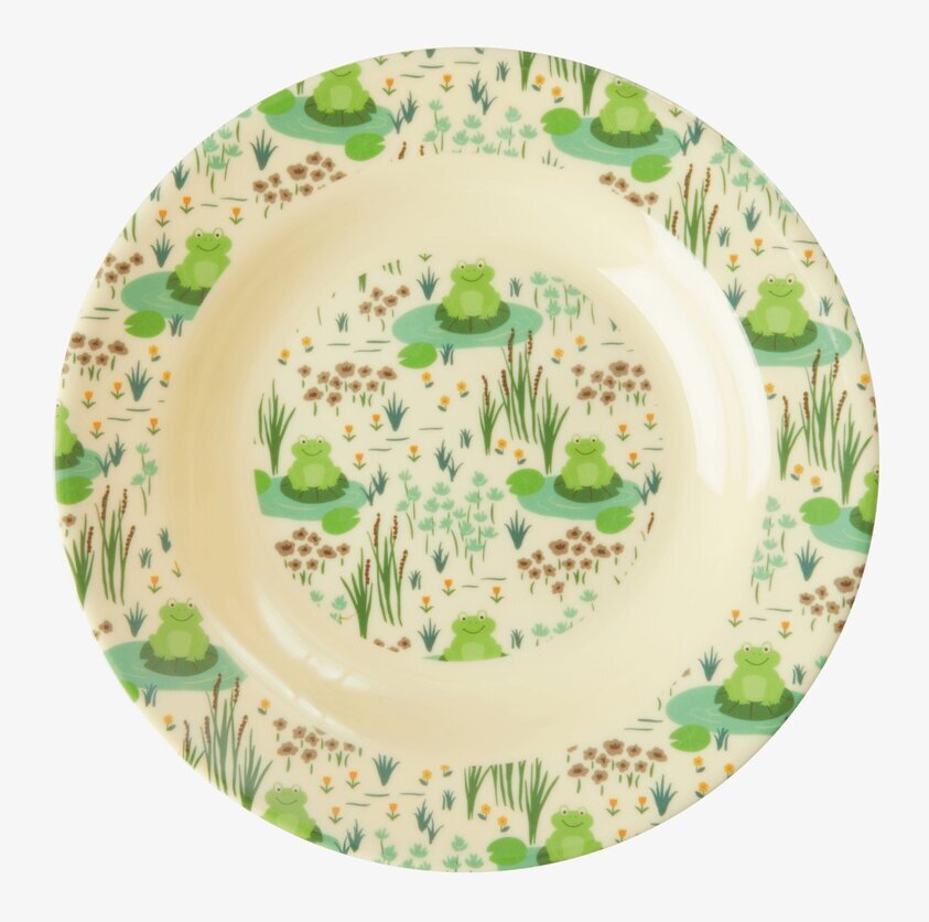 Djup Tallrik Frog Print från Rice med lekfullt grodmönster