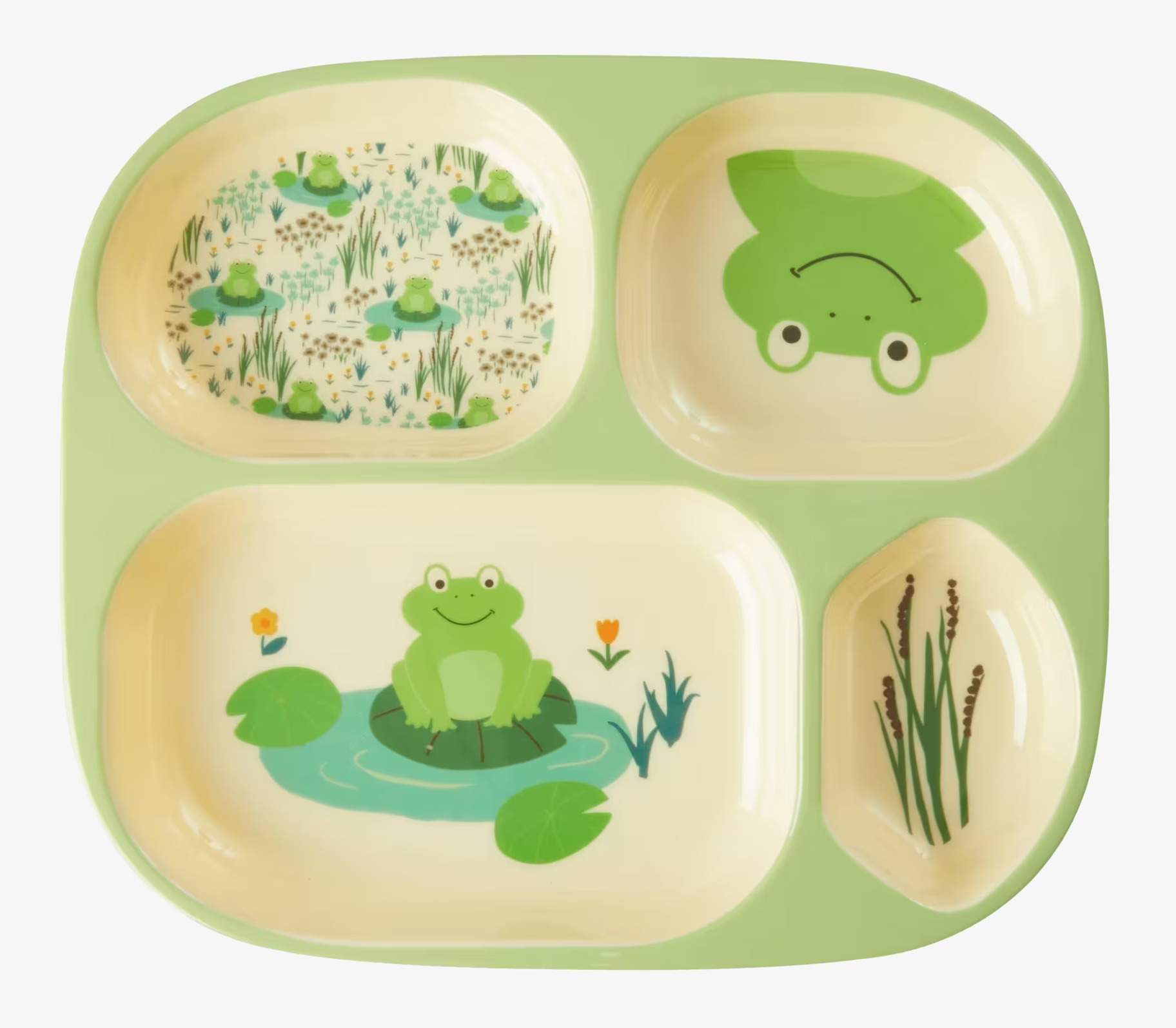 Barntallrik 4-Fack Frog Print från Rice med grodmotiv