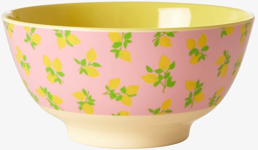 Skål Lemon Print från Rice med citronmönster och pastellrosa