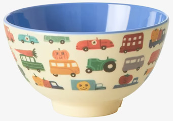 Liten Skål Happy Cars Print från Rice med färgglada fordon