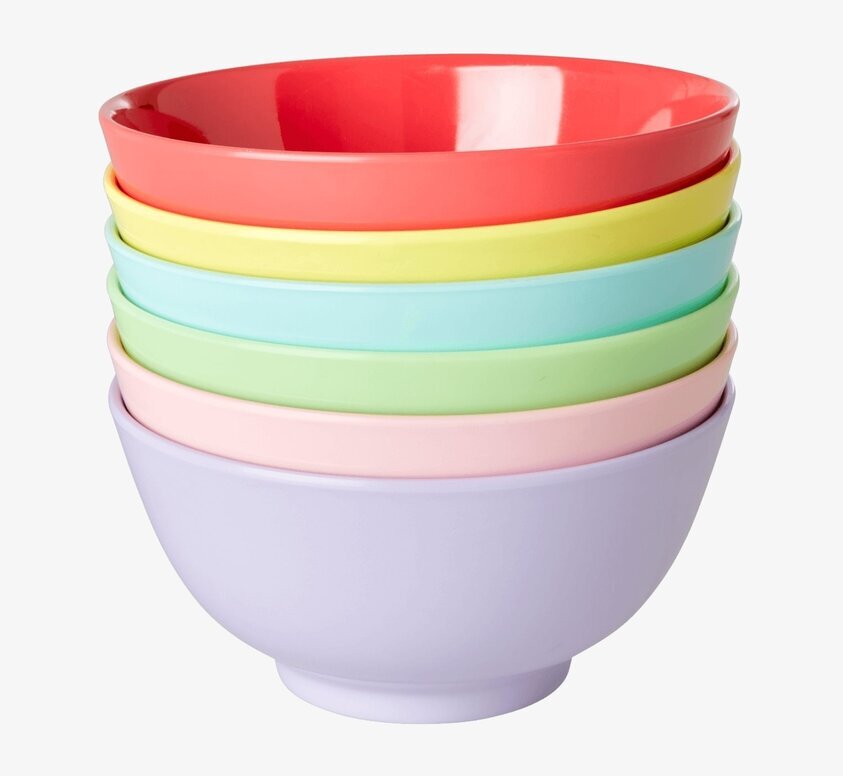 Skål Melamin Mellan från Rice i sex färgglada nyanser