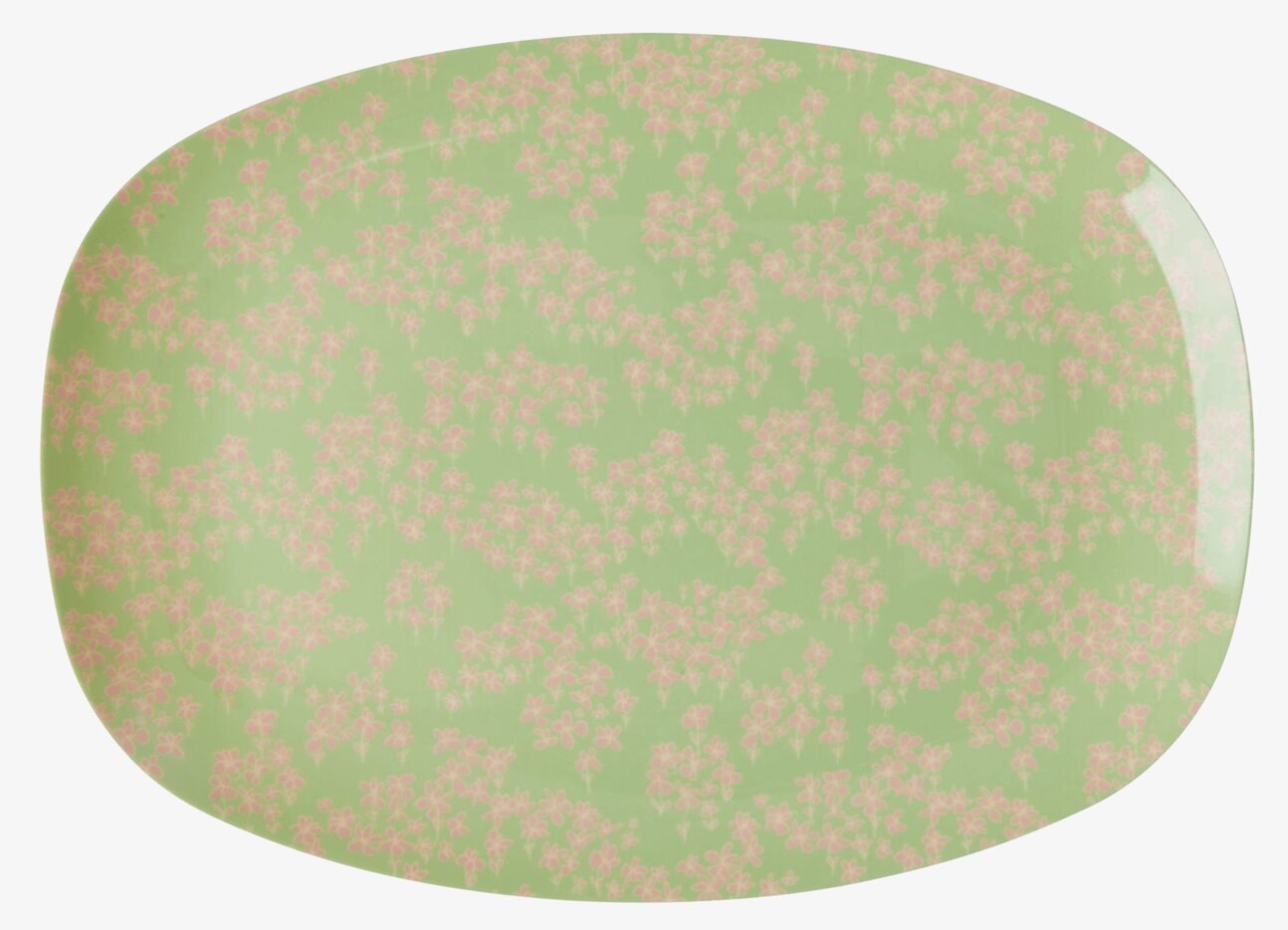 Liten Tallrik Pink Flower Field Print från Rice på vit bakgrund