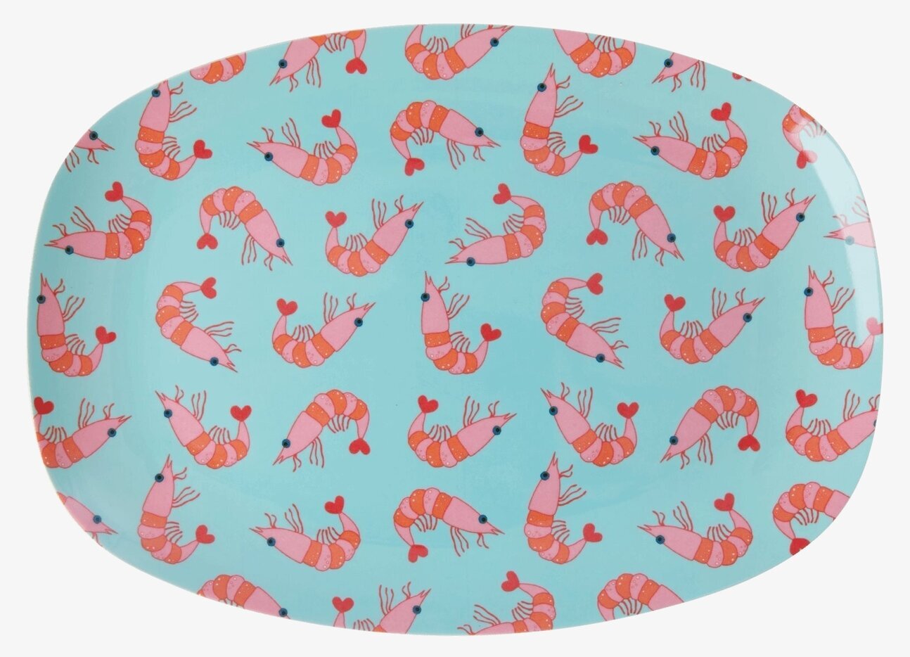 Liten Tallrik Shrimp Print från Rice med färgglada räkor
