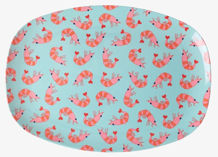 Tallrik Shrimp Print från Rice med färgglatt räk-mönster