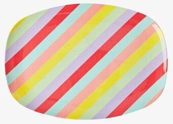 Tallrik Summer Rush Print från Rice med färgglada ränder