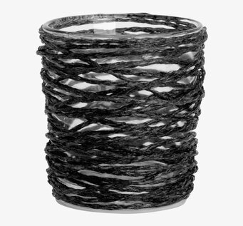 Trådlykta Svart från Dixie med svart snöre runt klart glas