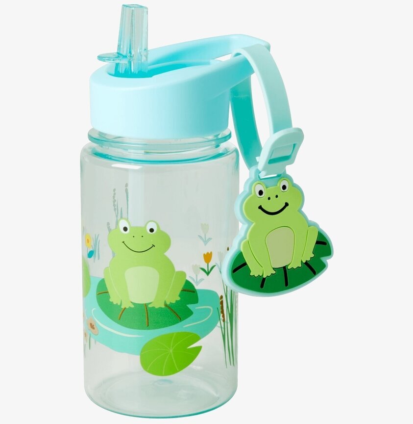 Dryckesflaska Frog Print från Rice med glada gröna grodor