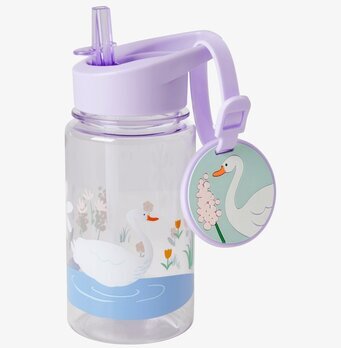 Dryckesflaska Swan Print från Rice med svanmönster och sugrör