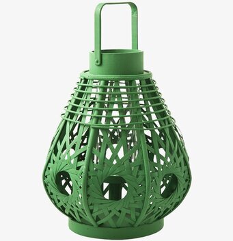 Ljuslykta Grön från Rice i metall med flätad design