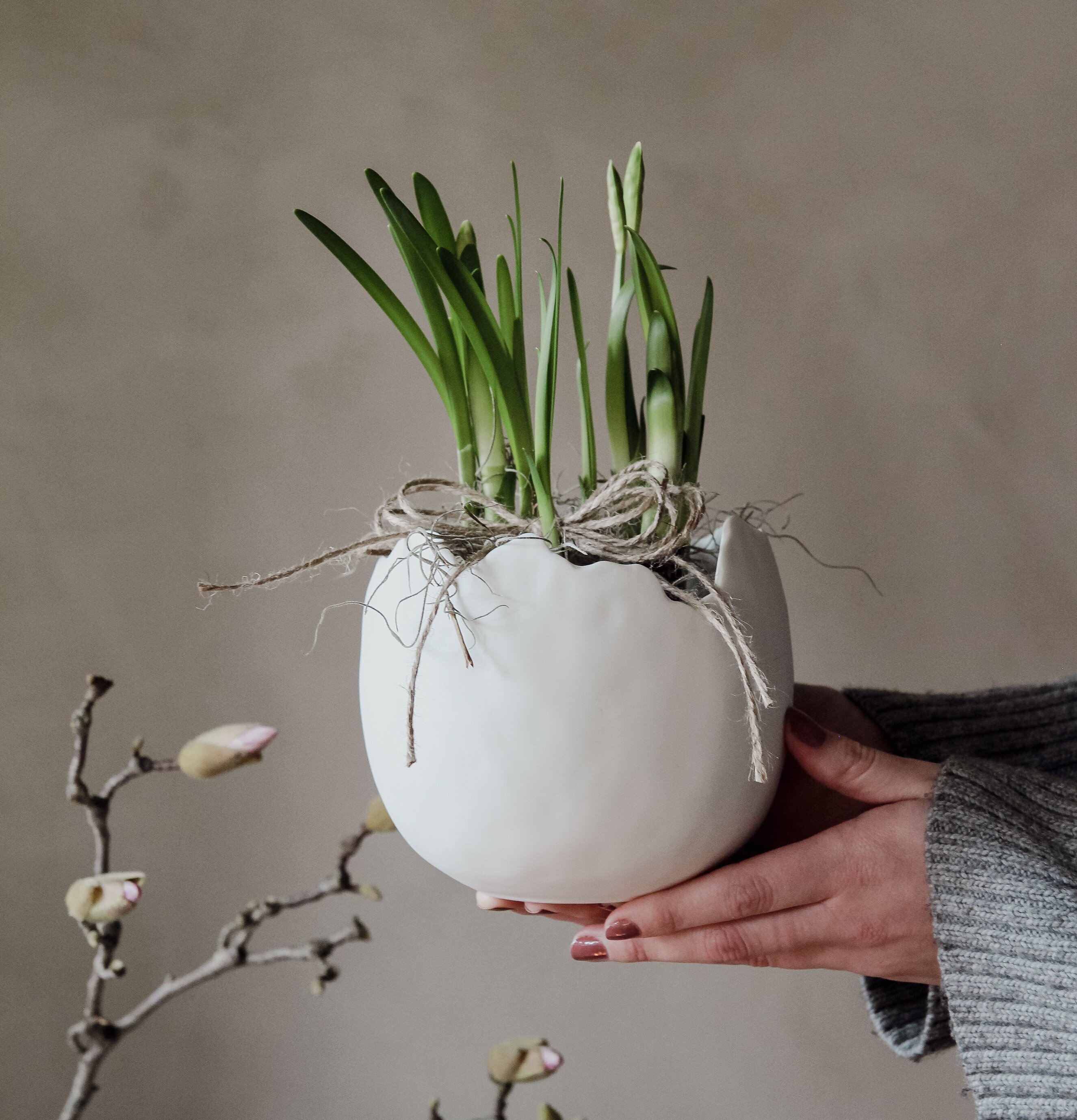 Skål Äggskal Stor från Majas Cottage med växter och mossa