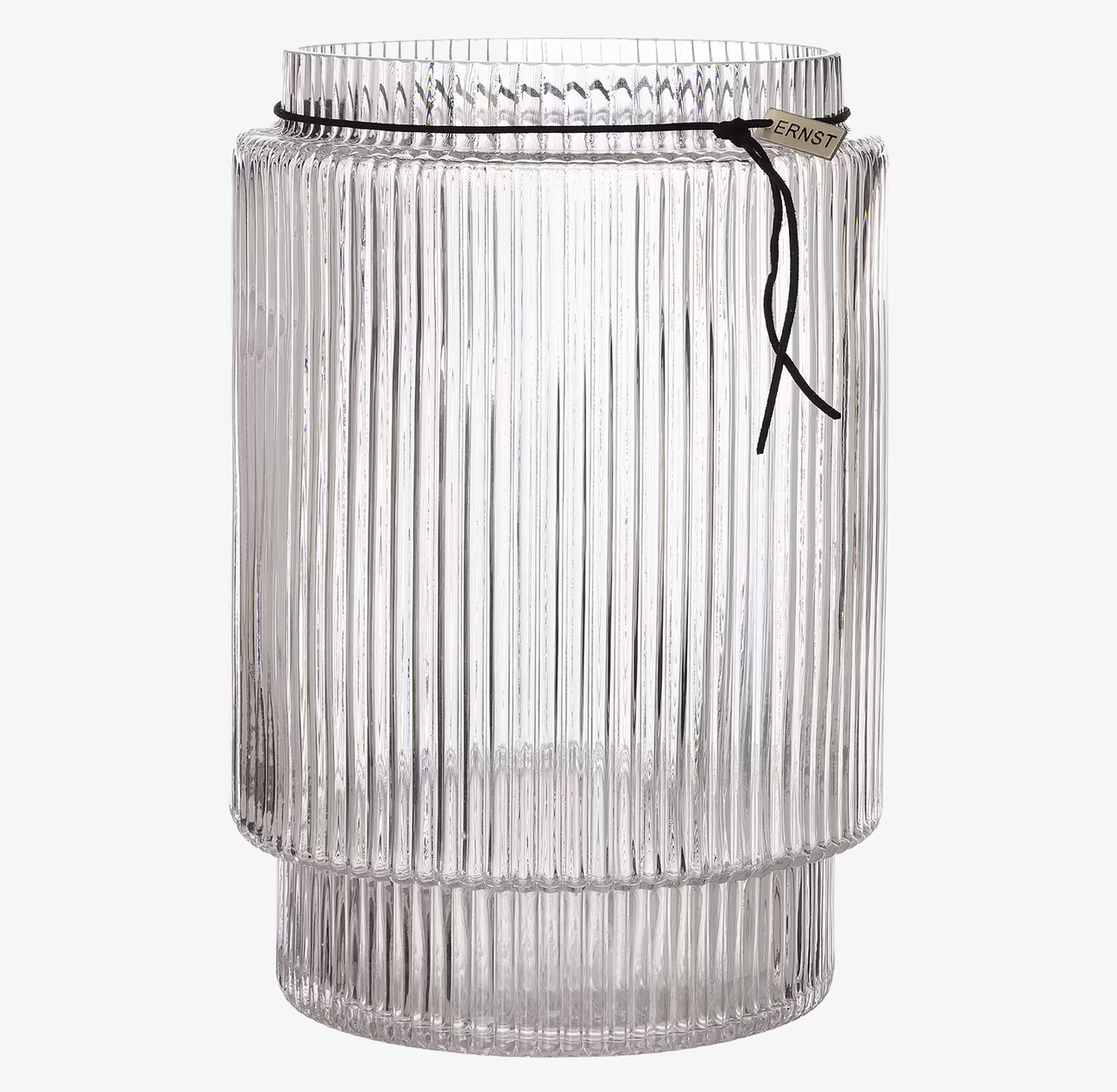Glasvas Randig Struktur H28 cm från Ernst med läderband