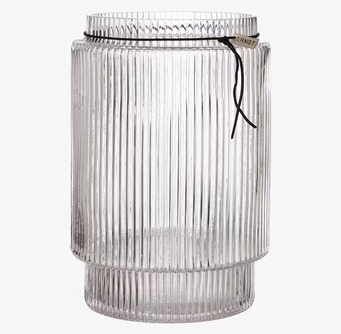 Glasvas Randig Struktur H28 cm från Ernst med läderband