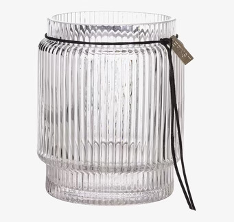 Glasvas Randig Struktur H14.8 cm från Ernst med läderrem