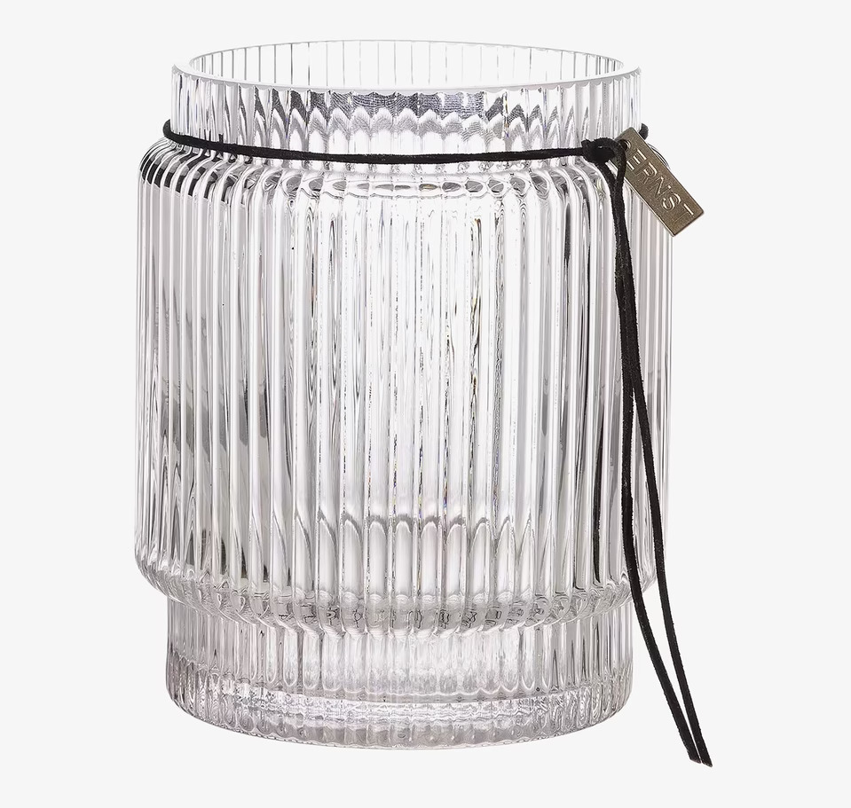 Glasvas Randig Struktur H14.8 cm från Ernst med läderrem