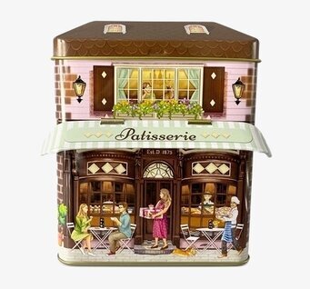 Bild av charmfull plåtburk med patisseriemotiv