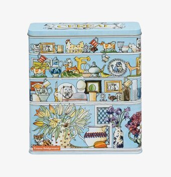 Bild av färgglad och detaljerad plåtburk i retrostil