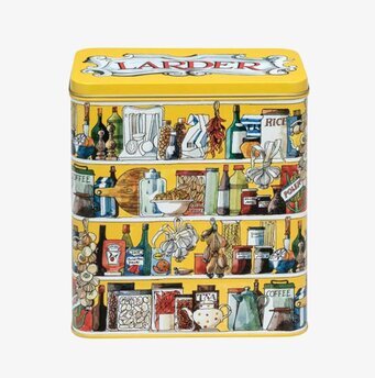 Foto av färgglad plåtburk med detaljerat mönster