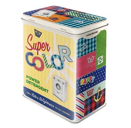 Plåtburk Tvättmedel #2 från Bromma Kortförlag, färgglad