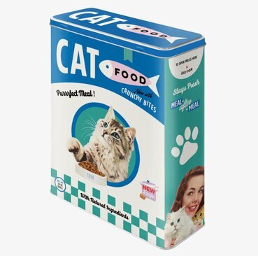 Plåtburk Cat Food från Bromma Kortförlag med kattmotiv