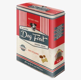 Bild av retroinspirerad plåtburk för hundmat