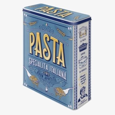 Bild av stilfull plåtburk för pasta med italiensk design
