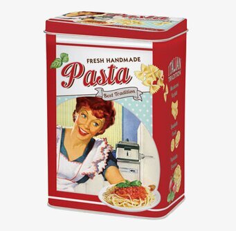 Bild: Retroinspirerad plåtburk med pastatema