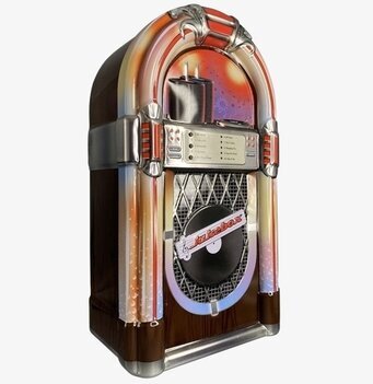 Bild av en retroinspirerad plåtburk i jukeboxdesign